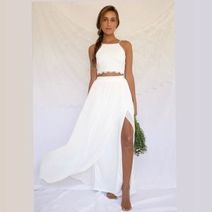 Two piece lace maxi - great for a beach wedding or engagement photos!